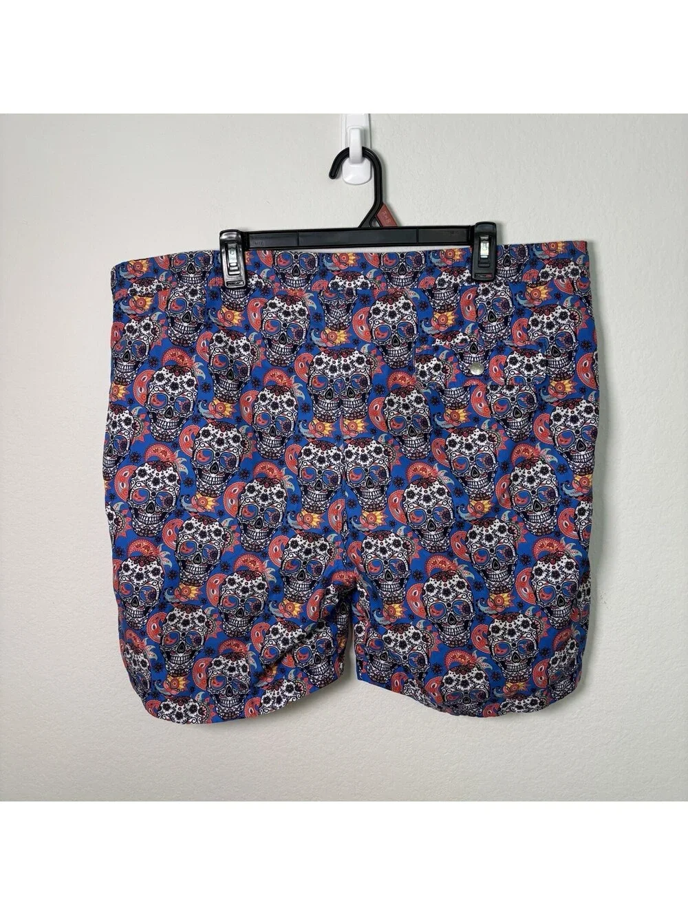 Peter Millar Swim Trunks Mens L Sugar Skull Print Lined Board Shorts Beach EUC